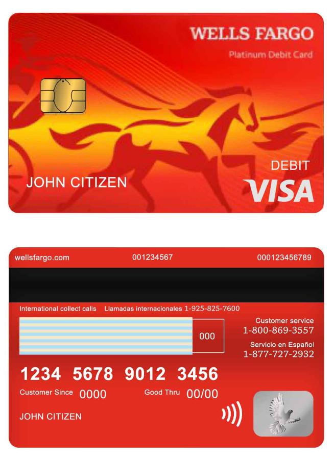 USA Wells Fargo bank visa debit card